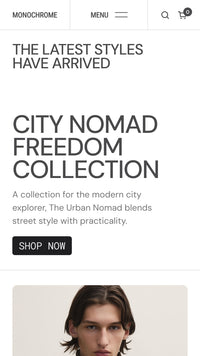 Mobile preview for Monochrome in the "Diverge" style